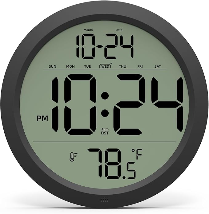 Digital Wall Clock with Date, Indoor Temperature, Battery-Operated Digital Clock by DigitalClocks