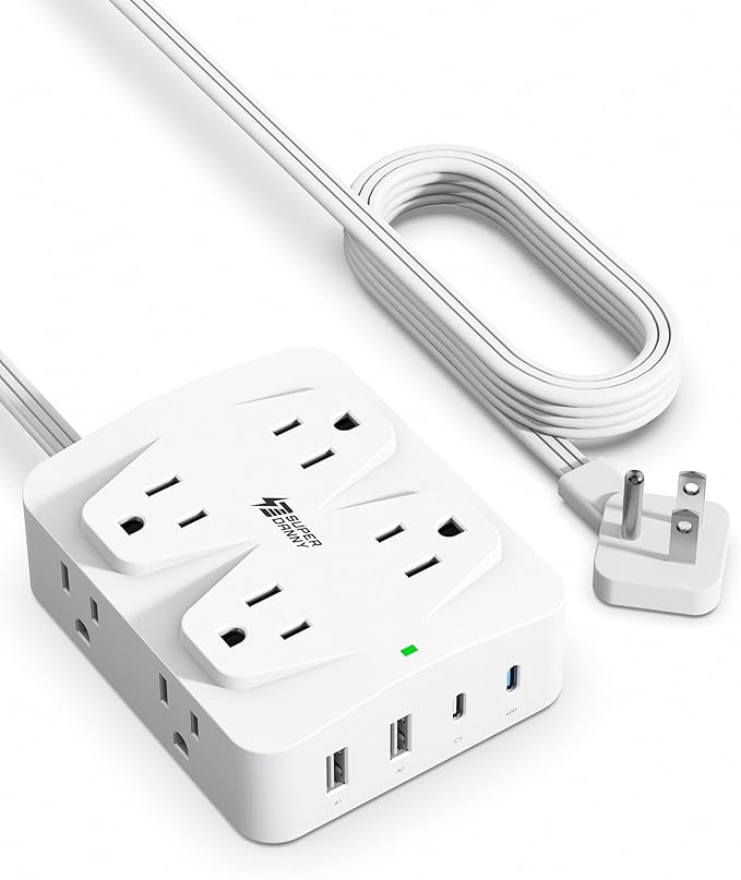 35W Fast Charging SUPERDANNY 4-Outlet 4-USB Power Strip - Image 8