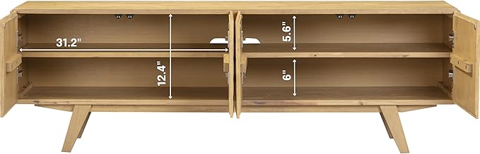 NTC Sapa Mid-Century Modern Solid Wood TV Stand 4-Door Media Console - Image 5