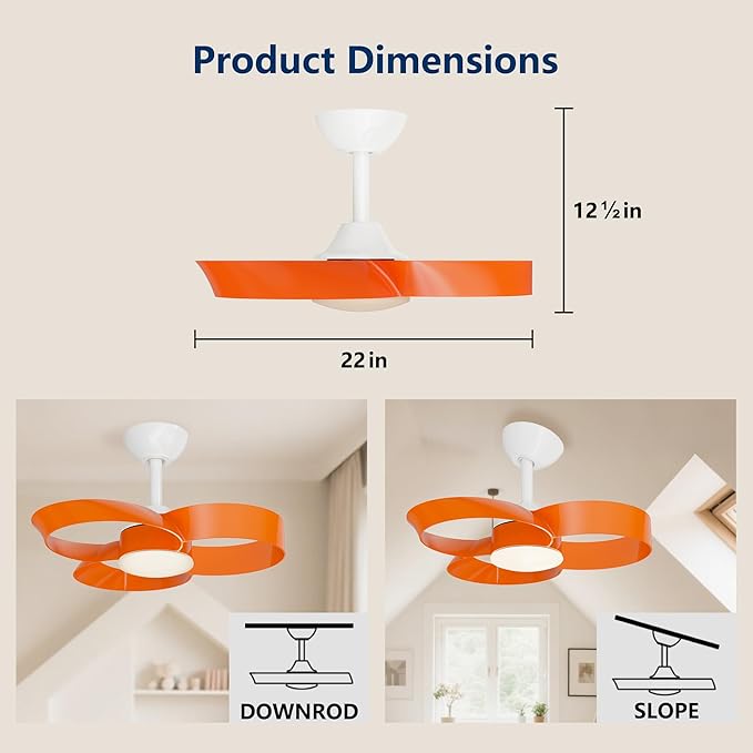 FANX 22 Inch Ceiling Fan with Light and Remote, Quiet DC Motor, Dimmable LED - Image 8