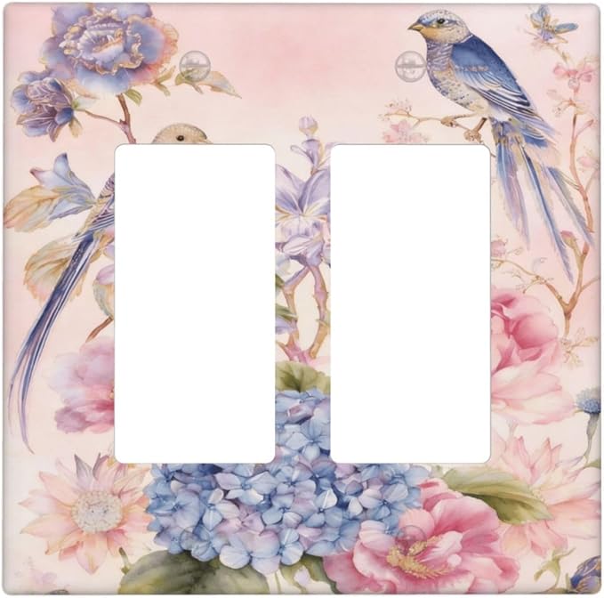 Bvtewkhz Floral Birds Morris 2 Gang Double Rocker Decorative Outlet Covers by Unknown