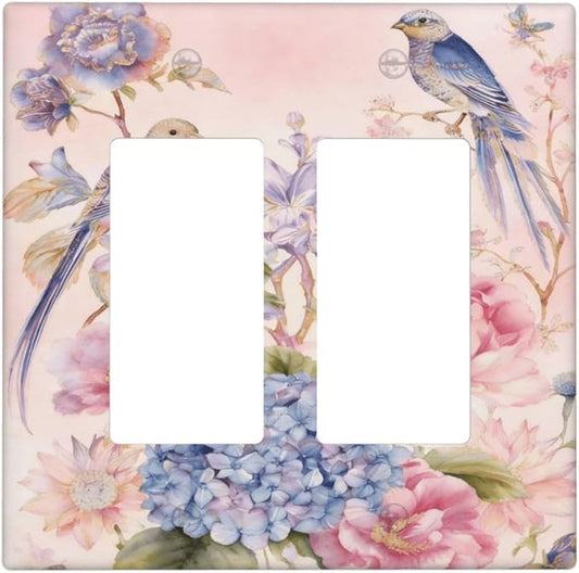 Bvtewkhz Floral Birds Morris 2 Gang Double Rocker Decorative Outlet Covers by Unknown