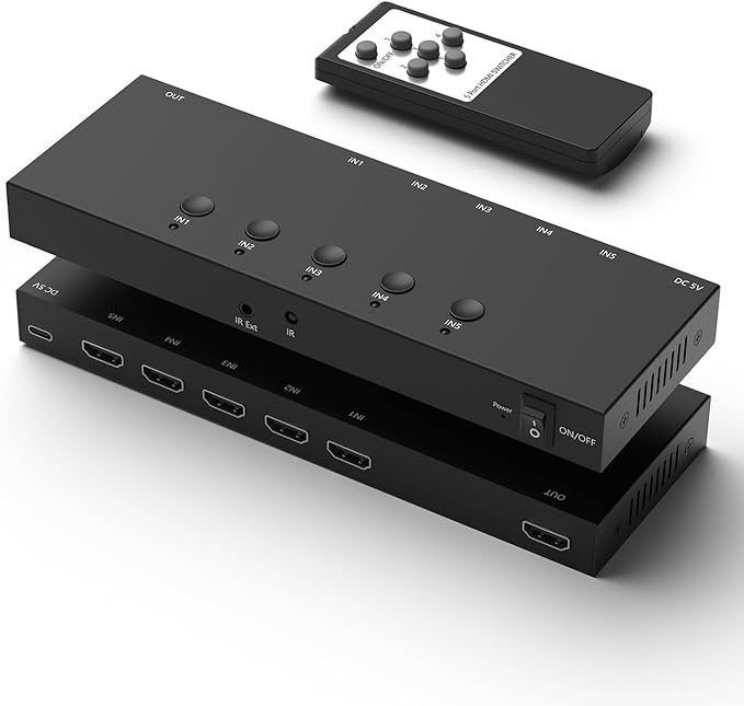 RuiPuo 5Port HDMI Switcher 4K@60Hz 5In 1Out HDMI Selector by RuiPuo
