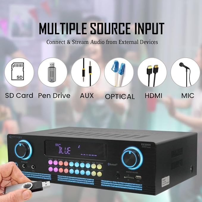 Vaiyer Home Audio Sound System Kit - 2000 W Bluetooth Amplifier w/ 12 Qty of - Image 8