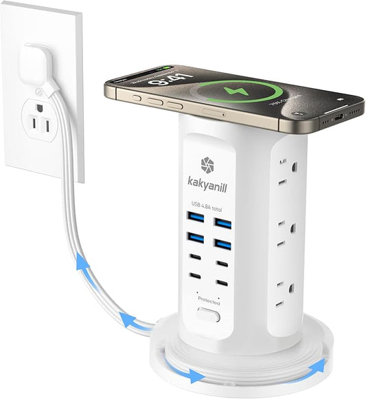 Power Strip Tower, kakyanill Surge Protector Tower 9 AC Outlets 8 USB, 6 Ft by kakyanill