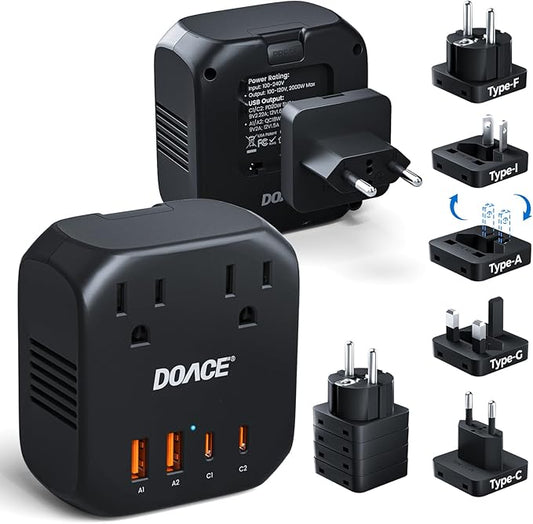 DOACE 220V to 110V Voltage Converter US to Europe - 2000W Converter by DOACE