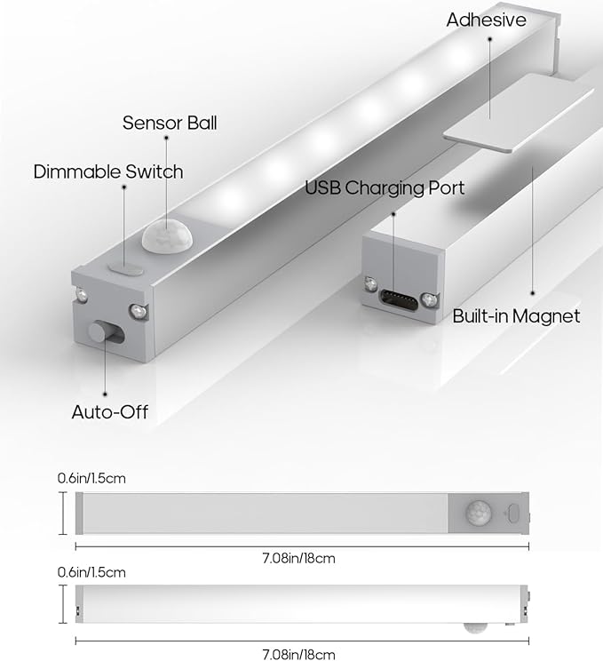 GOODEA Led Under Cabinet Lights Wireless, 7’’ Rechargeable Motion Sensor Light - Image 3