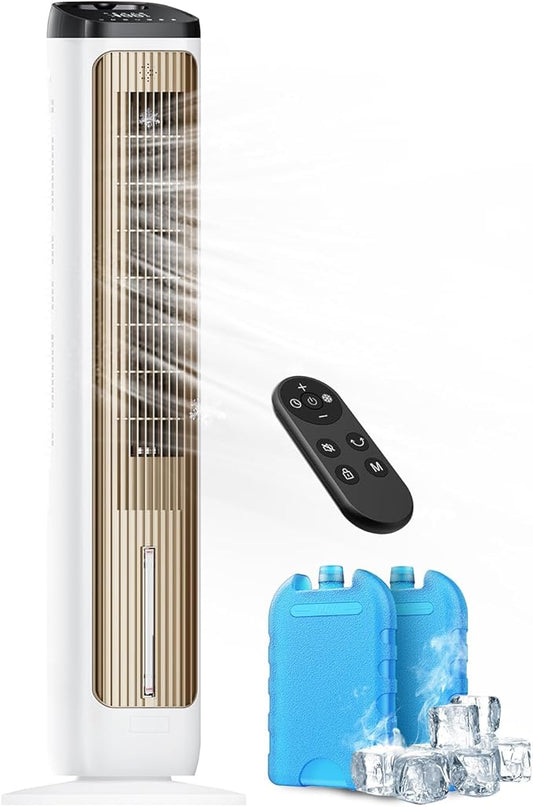 PNTCK Tower Fans with Ice Packs, 12H Timer, 4 Modes, 3 Speeds, 20FT Remote by PNTCK