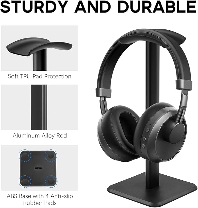 JIKIOU Headphone Stand Gaming Headset Holder Universal Aluminum Metal - Image 2
