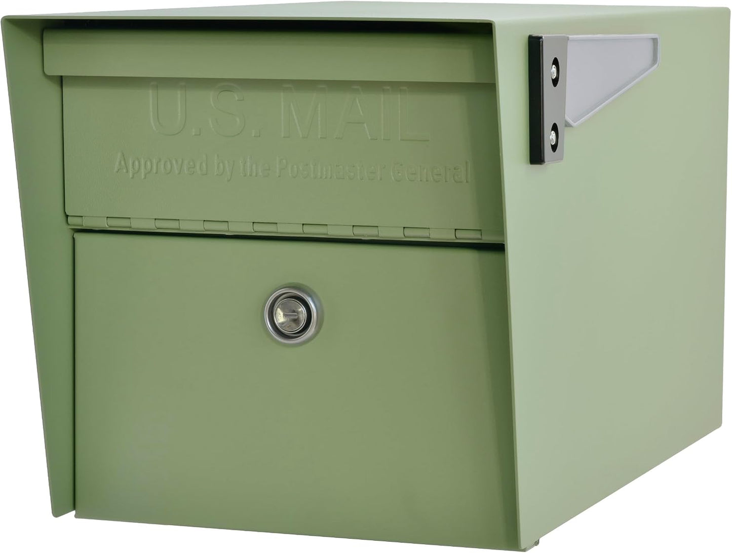Mail Boss Mail Manager Mid Century Modern Locking Post Mount Mailbox | Patented anti-pry lock, accepts small packages, USPS approved, vandal-resistant galvanized steel curbside design.