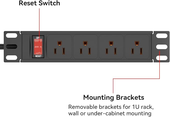 10" Rack PDU- 1U 10-inch Mini Rack Power Distribution Unit - Image 5