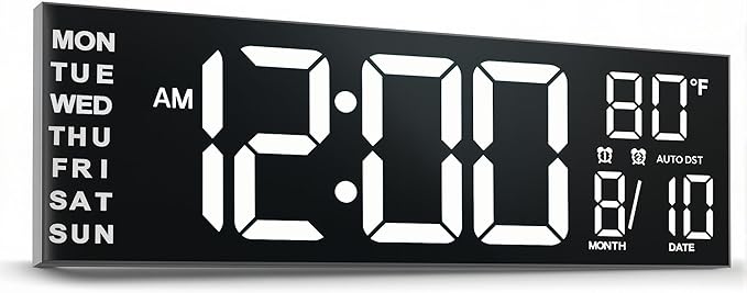 JALL 13" Large Digital Wall Mount Clock, Count Down Timer, Big LED, Temperature by JALL