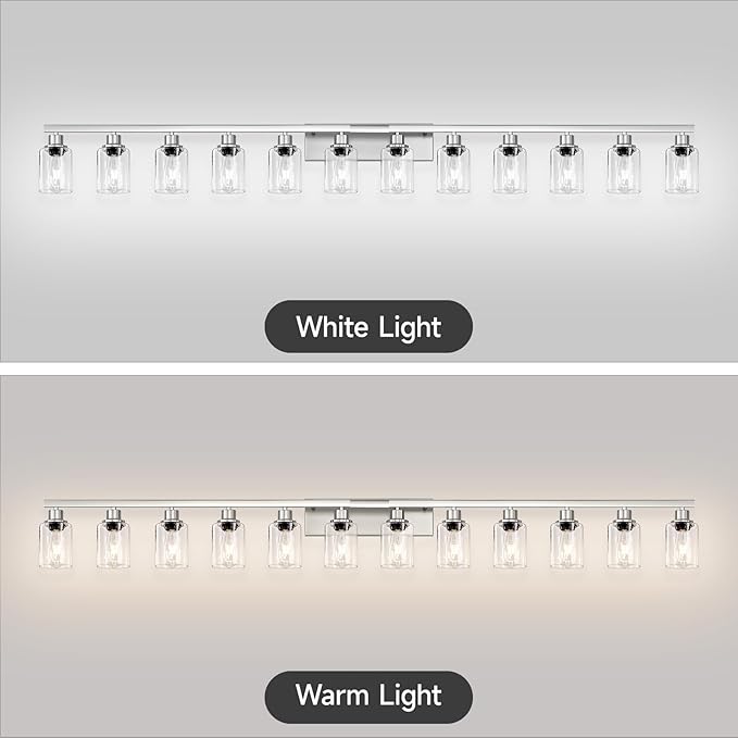 DIKAIDA Brushed Nickel Bathroom Vanity Light, 12 Light Brushed Nickel Bathroom - Image 8
