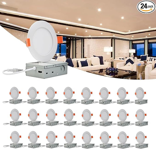 MKUJOO 24 Pack 6 Inch Ultra-Thin LED Recessed Ceiling Light by MKUJOO