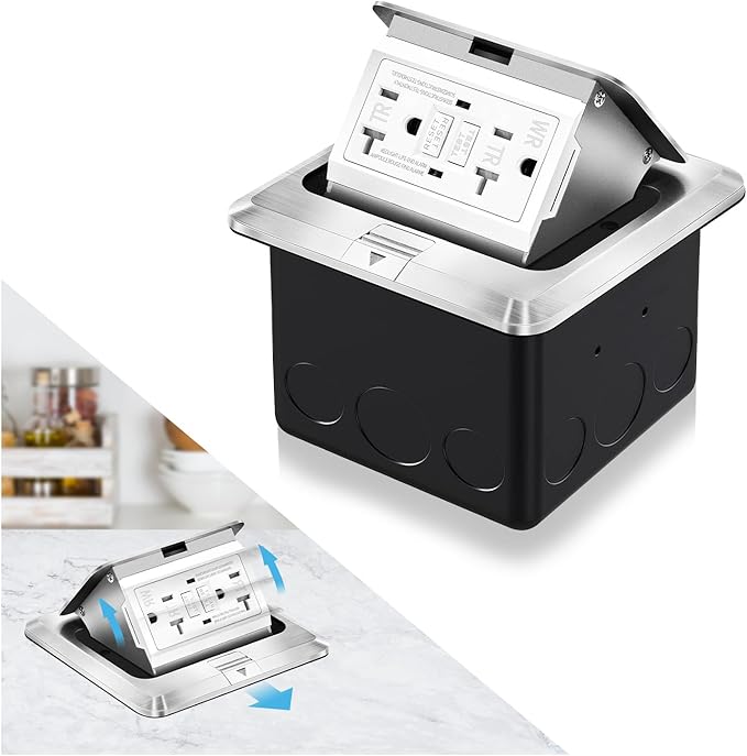 Vagueior Recessed Floor Electrical Outlet Kit, Waterproof Electrical Outlet by Vagueior