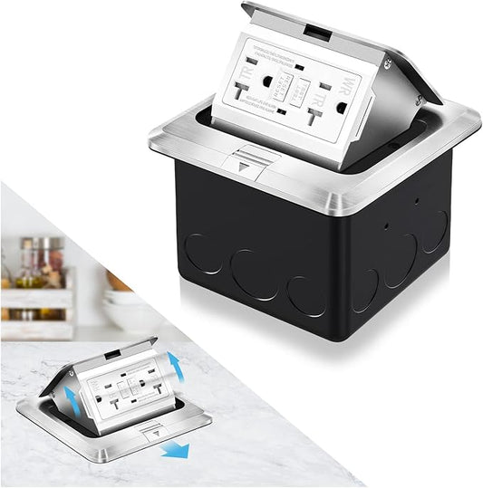 Vagueior Recessed Floor Electrical Outlet Kit, Waterproof Electrical Outlet by Vagueior