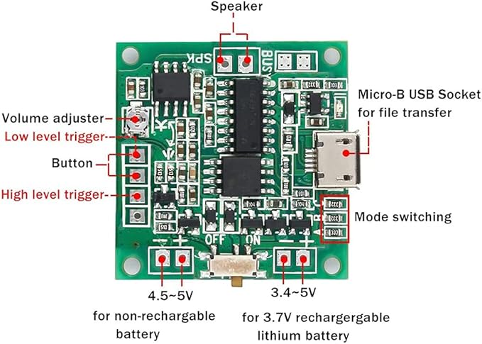 Stemedu 8MB Sound Recordable Module Button Control Programmable Voice Chip - Image 3