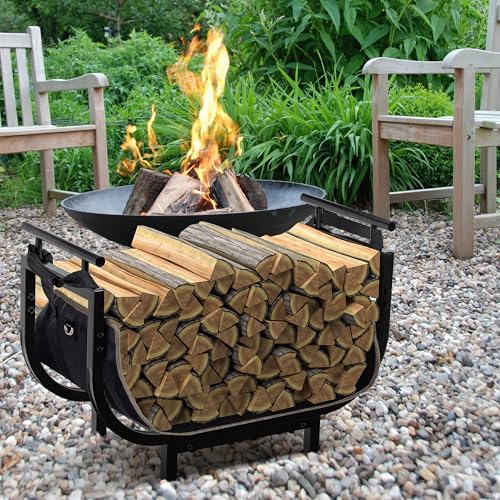 nalone 30 inch firewood rack with carrier bag shown in use