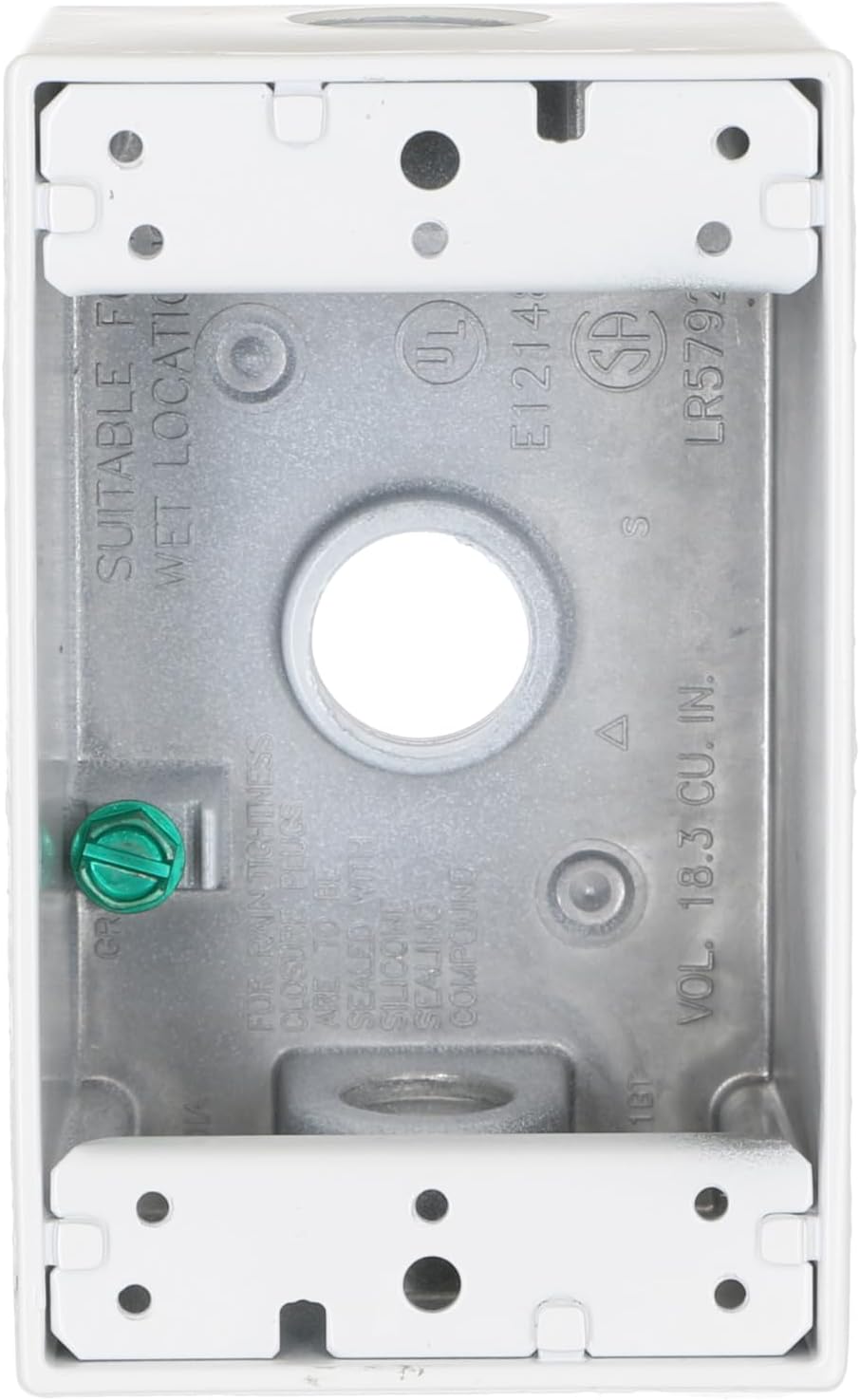 Hubbell-Raco 5320-1 Weatherproof Box, 1 Gang, 18.3 Cu-in X 4-1/2 in L X 2-3/4 in W X 2 in D, Cubic inches, White