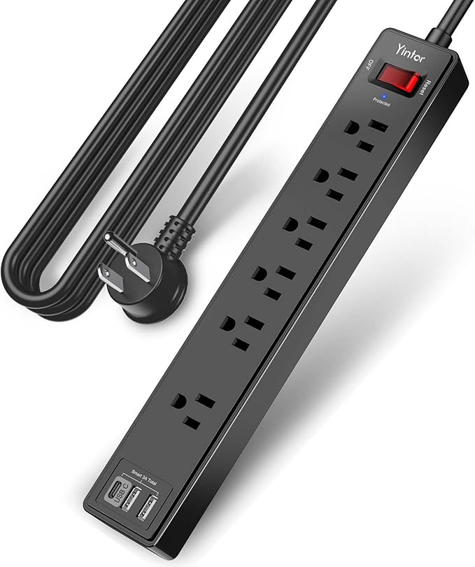 10 Ft Power Strip Surge Protector by Yintar