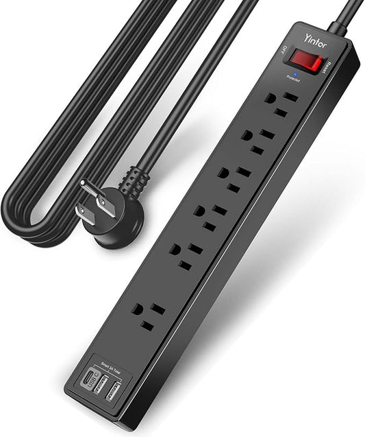 10 Ft Power Strip Surge Protector by Yintar