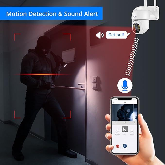 Hiseeu 5MP 360° Pan Tilt Camera WiFi Security Camera Outdoor Motion Tracking - Image 6