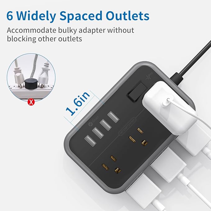 NTONPOWER 6 Widely Spaced Outlet Power Strip - Image 5