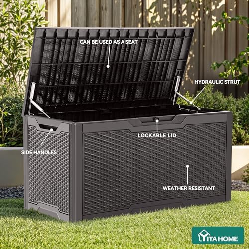 yitahome 100 gallon resin deck box, close-up detail