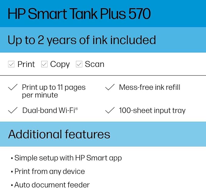 HP Smart Tank Plus 570 Wireless All-in-One Ink Tank Printer - Image 3