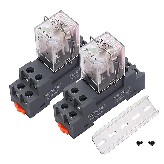 TWTADE/2PCS DC 24V Relay 10A Electromagnetic Power Coil Relay 8 Pins DPDT 2NO by TWTADE