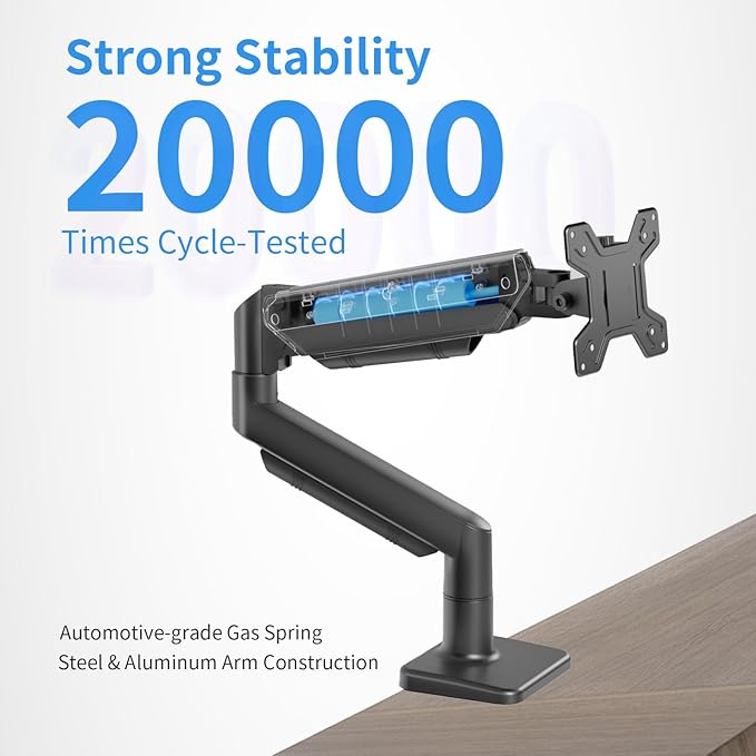 Single Monitor Stand for 13 to 32 inch Screens, Gas Spring Monitor Arm - Image 6