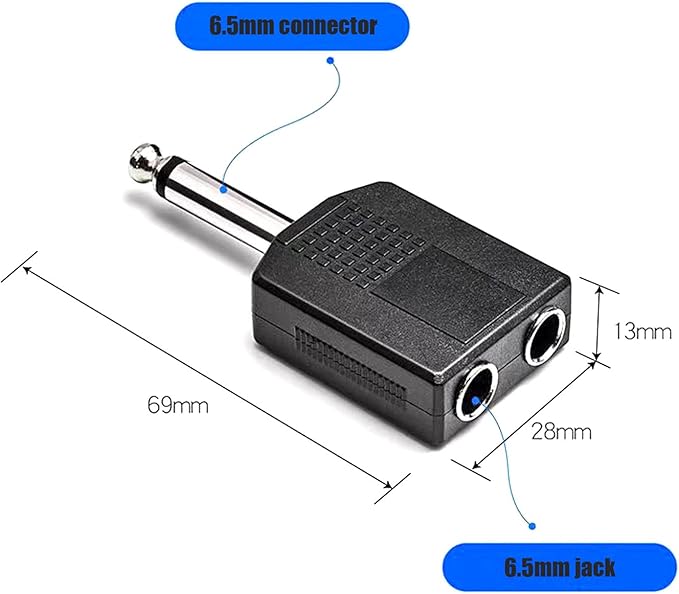 Sairps 1/4 Audio Splitter TS Mono Plug Interconnect Audio One Male 6.35mm and - Image 2