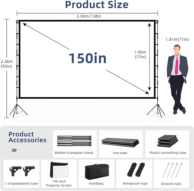 Projector Screen Outdoor, Vamvo Projector Screen - Image 2