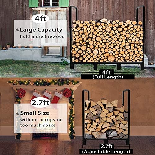 4ft outdoor firewood rack, upgraded adjustable heavy duty, package contents