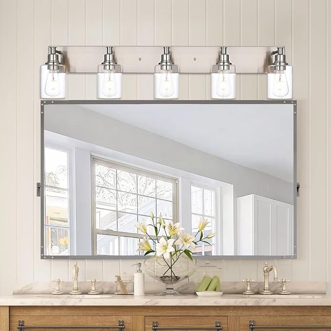 TODOLUZ 5-Light Vanity Light Fixture in Brushed Nickel, Modern Wall Sconce - Image 5