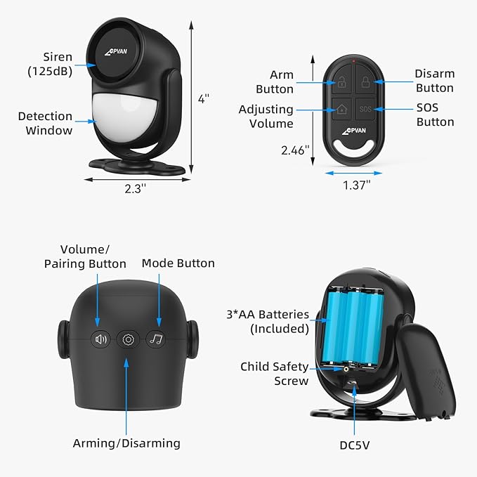 CPVAN 125dB Loud Motion Sensor Alarm - Image 5