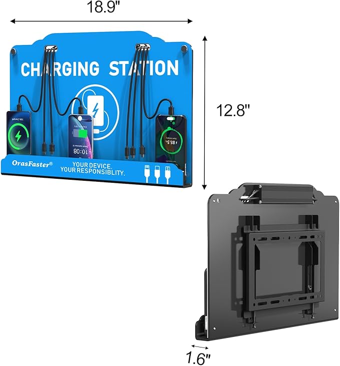 Orasfaster Wall Mounted Cell Phone Charging Station | Multi-Device Station - Image 2