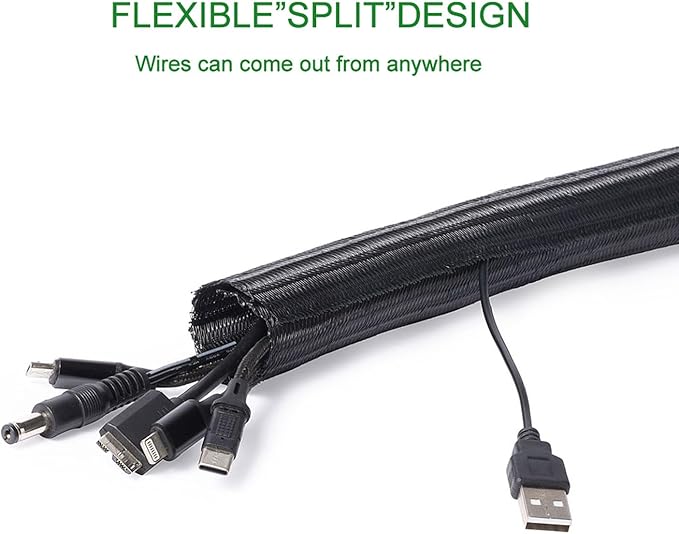 QCSIW 3/8" 50ft Braided Cable Sleeve Split Wire Loom Tubing – Expandable Cord - Image 9