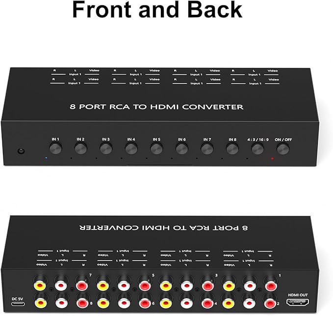 RuiPuo 8Port AV to HDMI Converter Adapter Support 16:9/4:3 Switch - Image 2