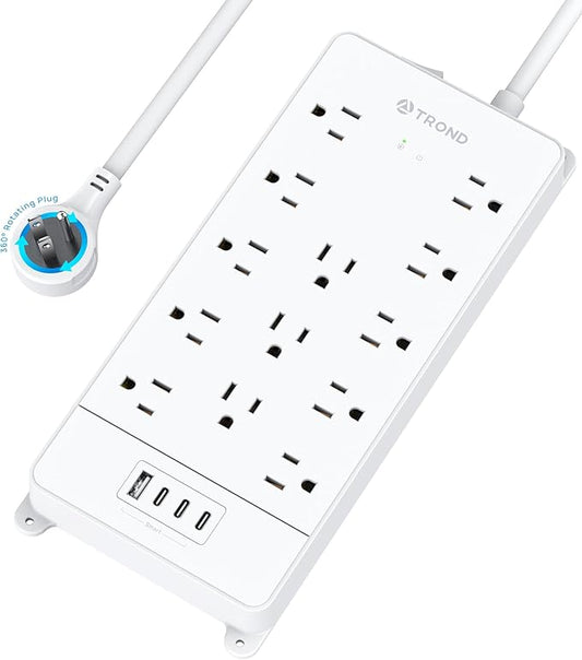 TROND 360° Rotating Flat Plug, Surge Protector Power Strip, 13AC Widely Spaced by TRONDOfficial