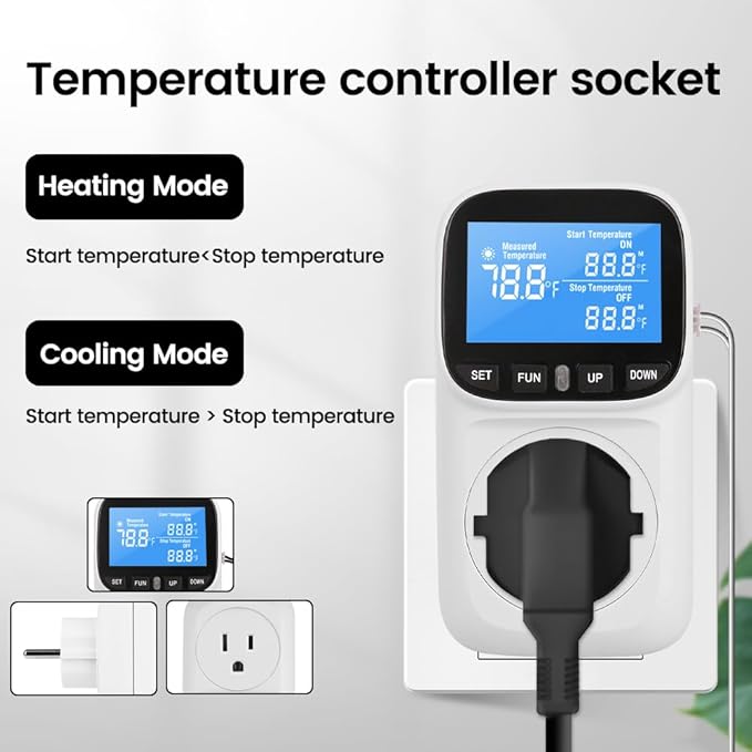 Diymore Plug in Digital Thermostat Temperature Controller, 120V / 15A, - Image 3