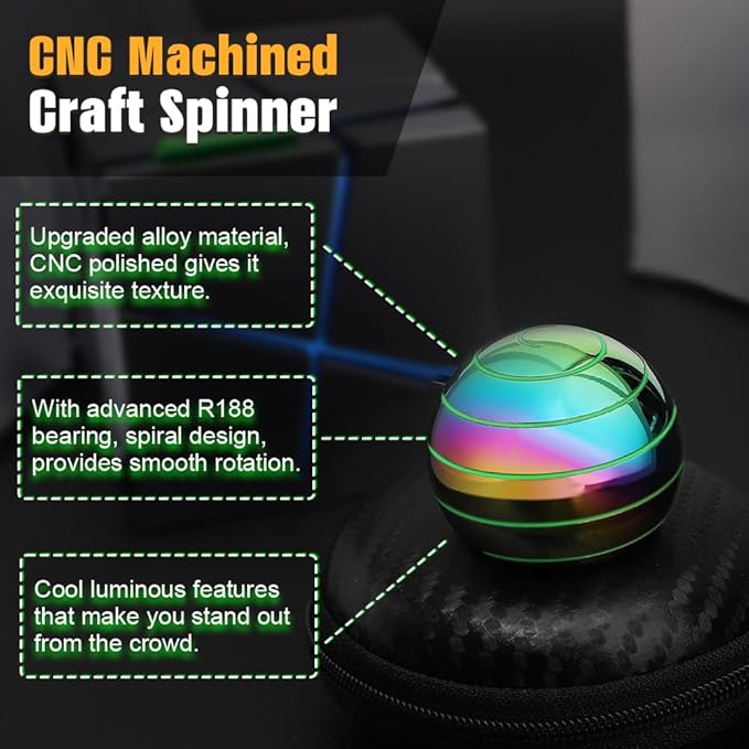 Luminous Kinetic Spinning Desk Toys, Metal Full Body Optical Illusion Fidget - Image 4