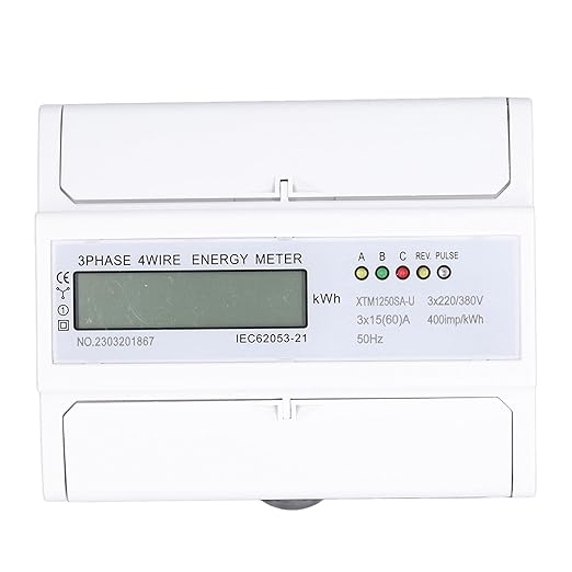 Energy Meter 3 Phase Electricity Usage Monitor LCD Display DIN Rail Mounting - Image 5