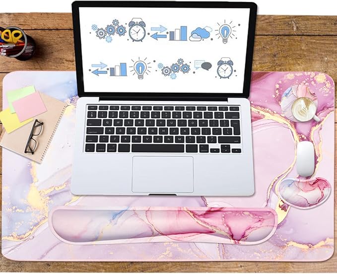 Keyboard Mouse Pad Set, Extended Mouse Pad+Keyboard Wrist Rest Support - Image 6