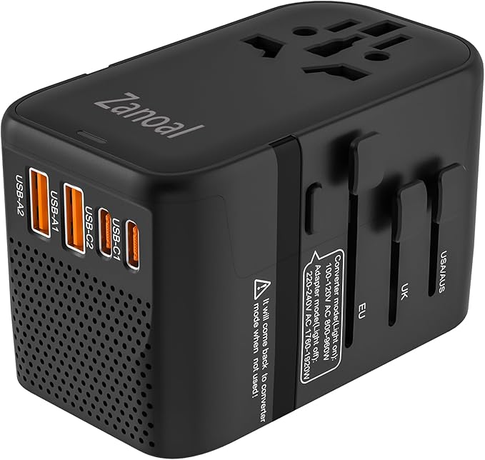 220V to 110V Voltage Converter, US to Europe Travel Converters, Universal by Zanoal
