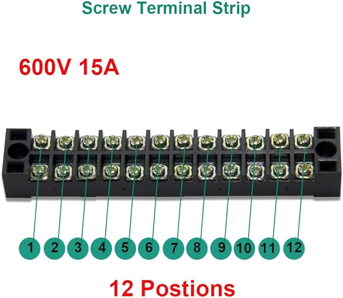 MILAPEAK 10pcs 12 Positions Dual Row 600V 15A Screw Terminal Strip Blocks - Image 4