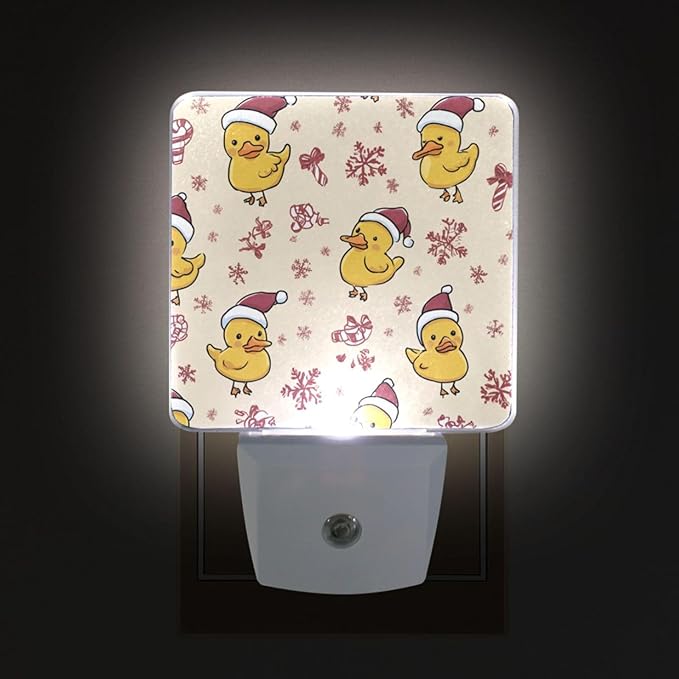 Pigsaly Led Night Light Cute Cartoon Yellow Ducks Santa Hats Snowflake Night - Image 4