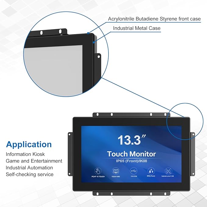 13.3 Inch 1000 Nits High Brightness 10 Points Open Frame Touch Display - Image 5