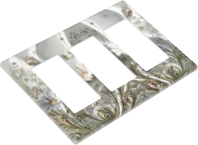 Bvtewkhz Boho Floral Wild Flower 3 Gang Triple Rocker Decorative Light Switch - Image 3
