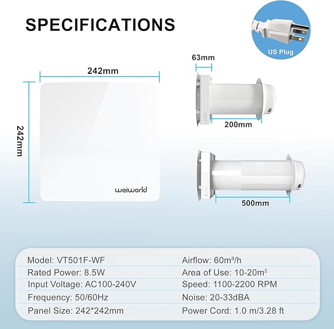Weiworld Through the Wall HEPA Ventilation Fan- Ultra Quiet EC Motor Wall Vent - Image 4